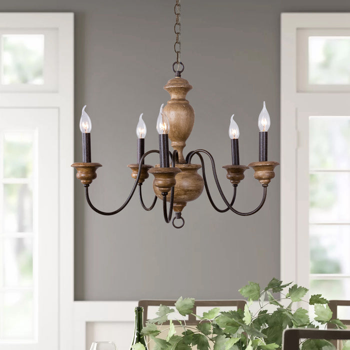 5-Light Brown Farmhouse Vintage Pendant Lighting