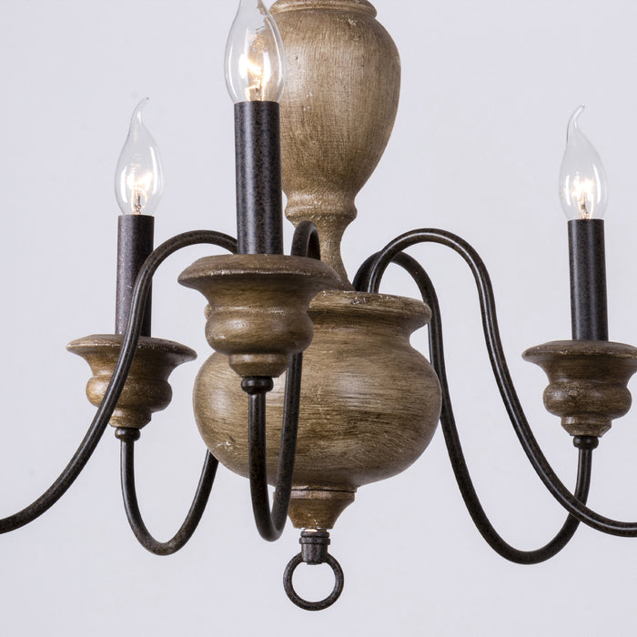 5-Light Brown Farmhouse Vintage Pendant Lighting