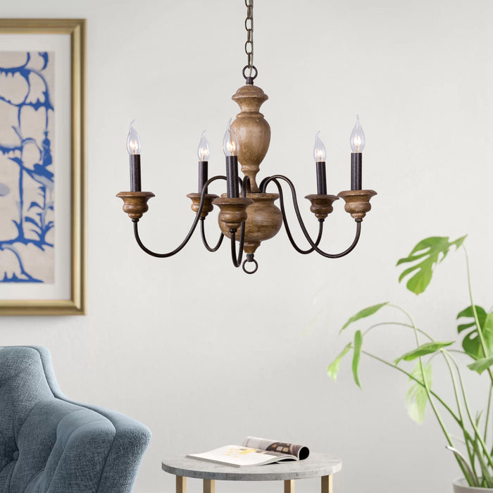 5-Light Brown Farmhouse Vintage Pendant Lighting