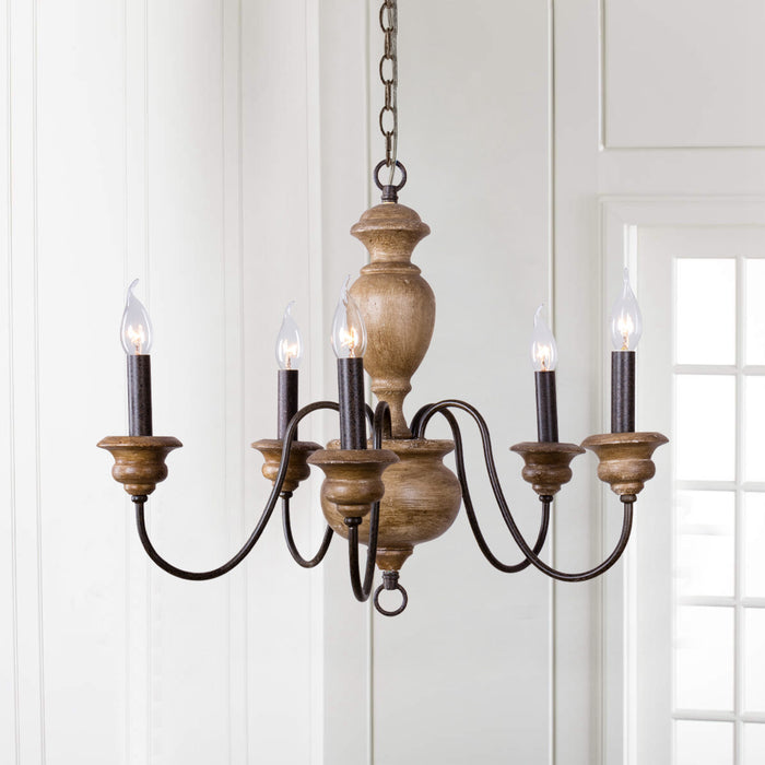 5-Light Brown Farmhouse Vintage Pendant Lighting