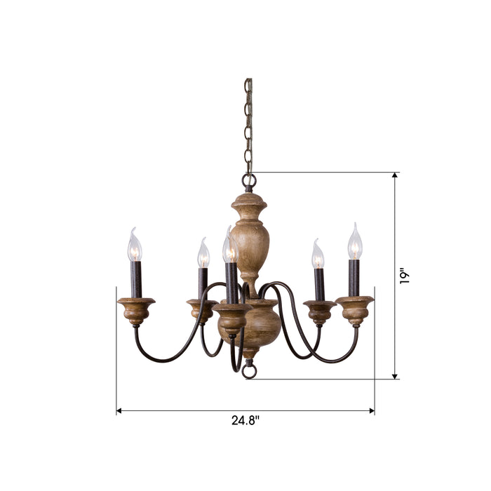 5-Light Brown Farmhouse Vintage Pendant Lighting