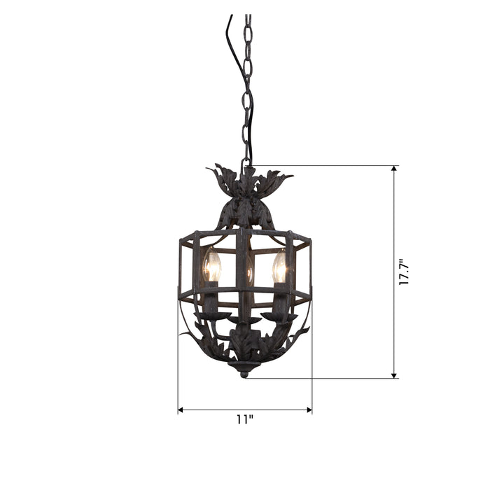 3-Light Retro Personality Restaurant Chandelier Nordic Pendant Lighting With Adjustable Hanging Length