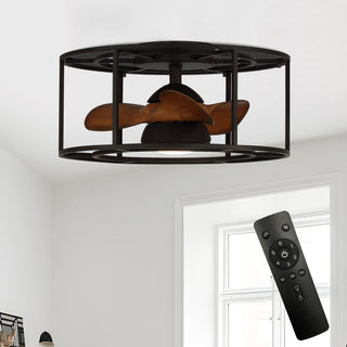 20" Kanpur Industrial Flush Mount Reversible Ceiling Fan with LED Lighting and Remote Control