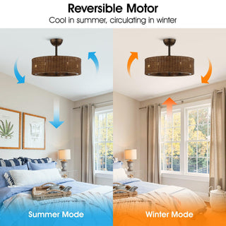 24" Farmhouse DC Motor Caged Ceiling Fan with Lighting and Remote Control