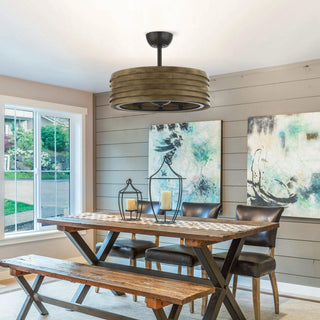 24" Farmhouse DC Motor Downrod Mount Reversible Caged Ceiling Fan with Lighting and Remote Control