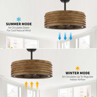 24" Farmhouse DC Motor Downrod Mount Reversible Caged Ceiling Fan with Lighting and Remote Control