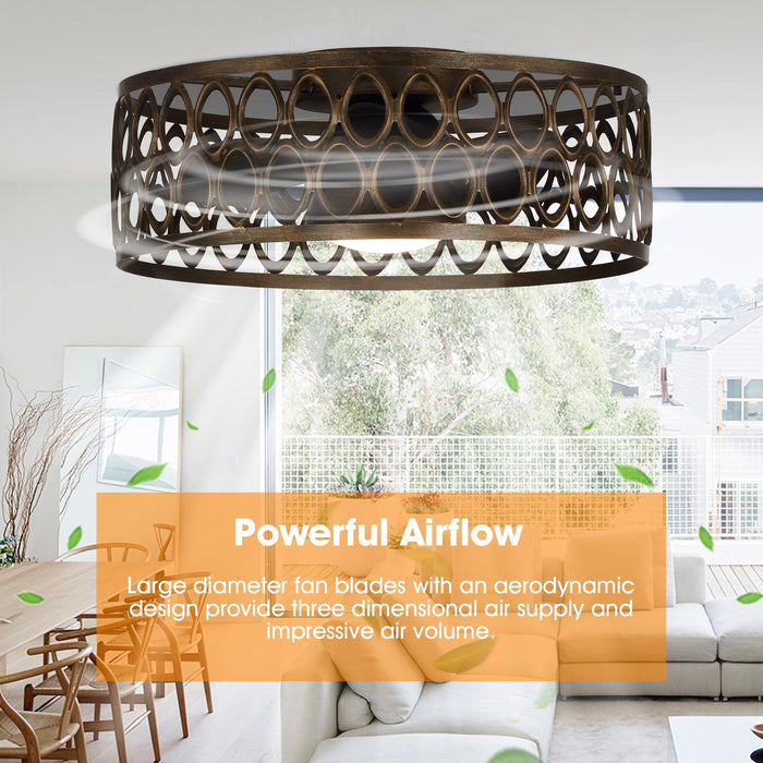 21" Kanpur Farmhouse Flush Mount Reversible Ceiling Fan with LED Lighting and Remote Control