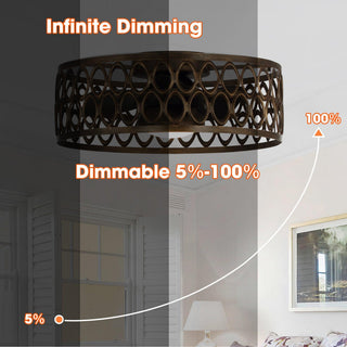 21" Kanpur Farmhouse Flush Mount Reversible Ceiling Fan with LED Lighting and Remote Control