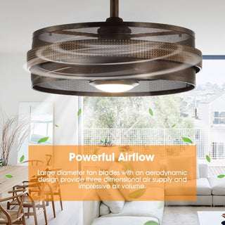 21" Nilgiri Industrial DC Motor Downrod Mount Reversible Ceiling Fan with LED Lighting and Remote Control