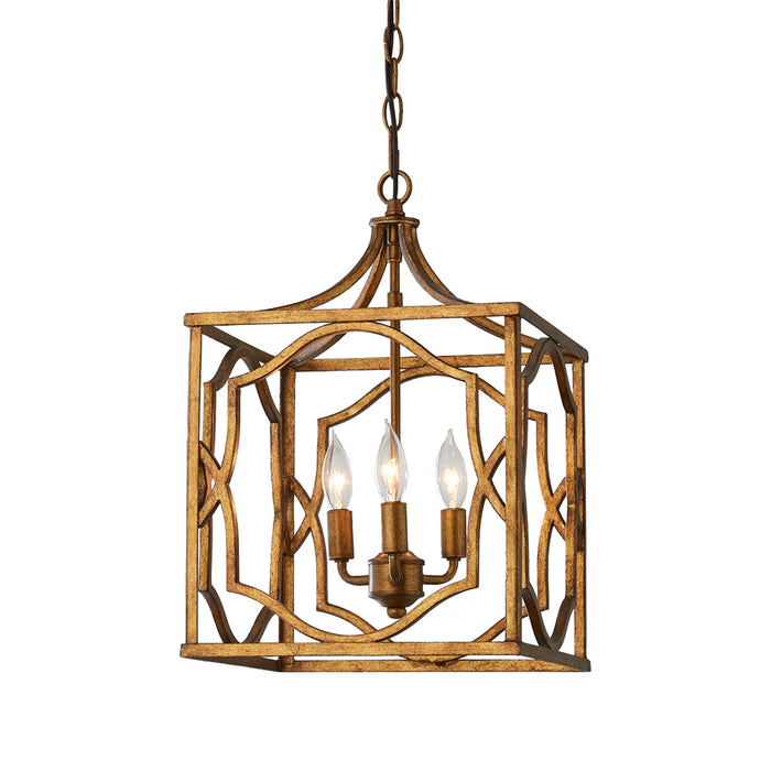 3-Light / 4-Light Vintage Traditional Lantern Square Chandelier with Adjustable Hanging Length