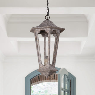 1-Light Farmhouse White / Blue / Simple Style Wood Pendant Lighting With Adjustable Hanging Length