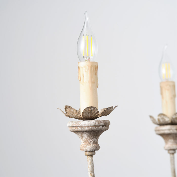 6-Light Brown Farmhouse Pendant Lighting with Leaves Style With Adjustable Length Chain