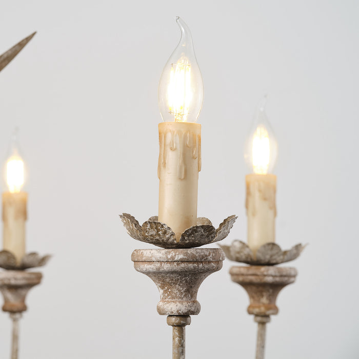 6-Light Brown Farmhouse Pendant Lighting with Leaves Style With Adjustable Length Chain