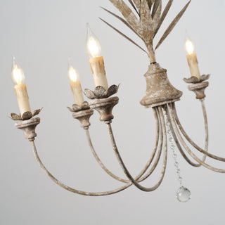 6-Light Brown Farmhouse Pendant Lighting with Leaves Style With Adjustable Length Chain
