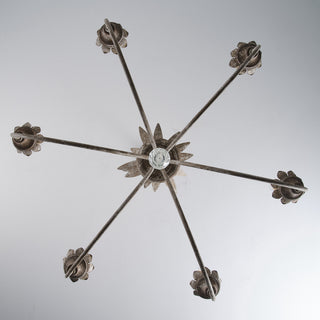 6-Light Brown Farmhouse Pendant Lighting with Leaves Style With Adjustable Length Chain