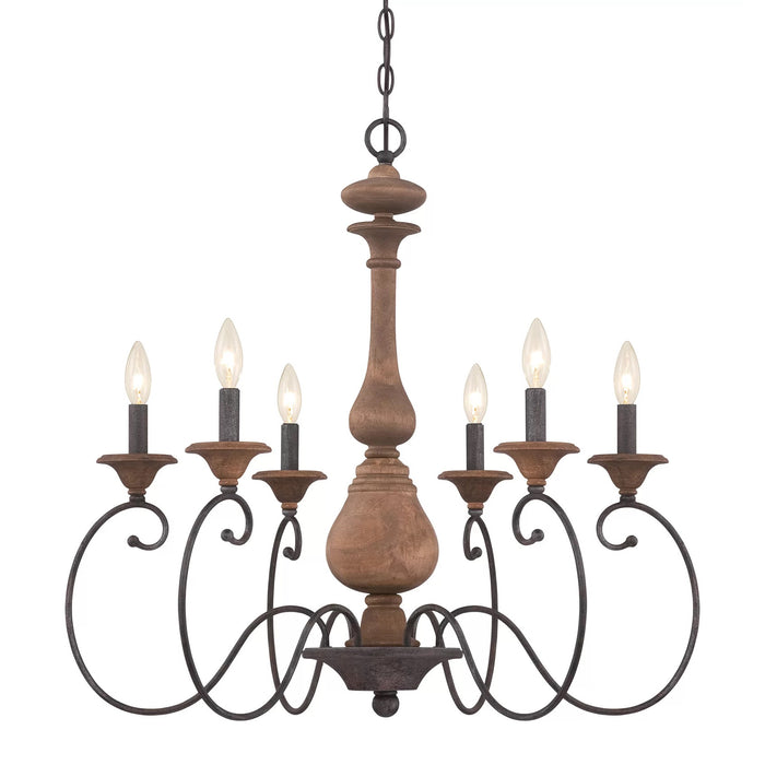 6-Light / 12-Light Rustic American Style Antique Wood Chandelier