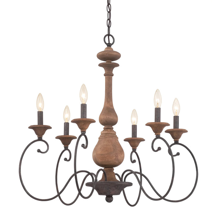 6-Light / 12-Light Rustic American Style Antique Wood Chandelier