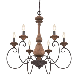 6-Light / 12-Light Rustic American Style Antique Wood Chandelier