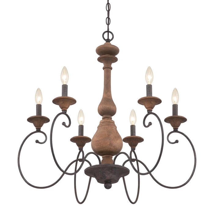 6-Light / 12-Light Rustic American Style Antique Wood Chandelier