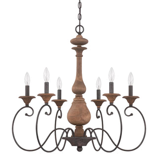 6-Light / 12-Light Rustic American Style Antique Wood Chandelier