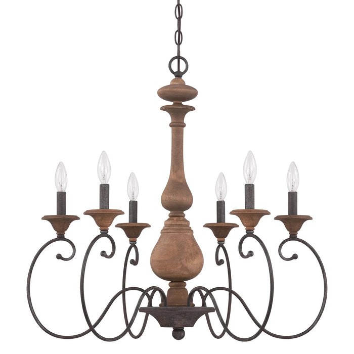 6-Light / 12-Light Rustic American Style Antique Wood Chandelier