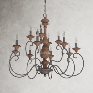 6-Light / 12-Light Rustic American Style Antique Wood Chandelier