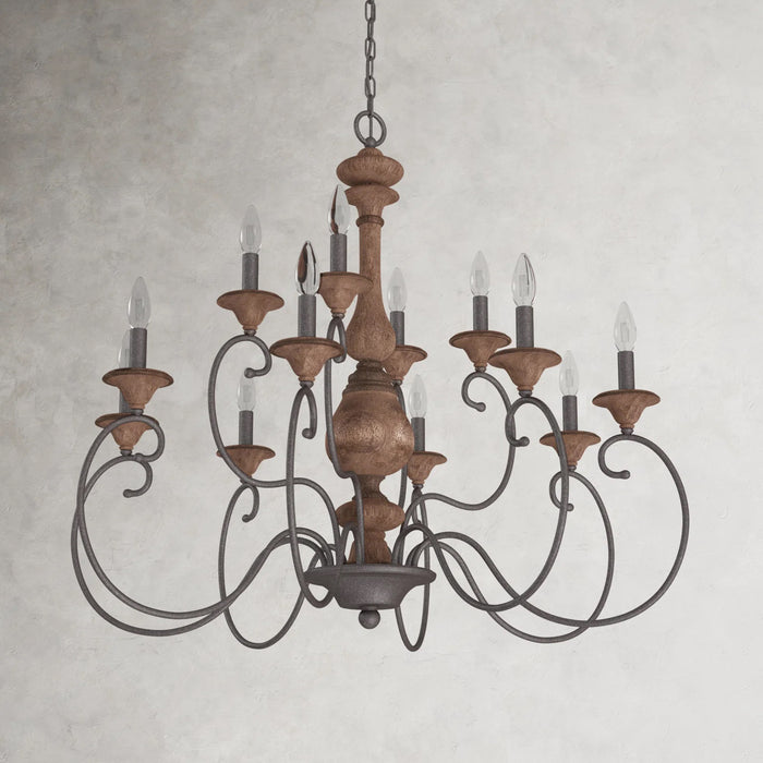 6-Light / 12-Light Rustic American Style Antique Wood Chandelier