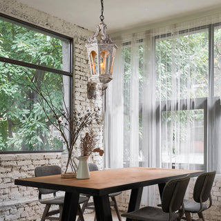 1-Light Farmhouse White / Blue / Simple Style Wood Pendant Lighting With Adjustable Hanging Length
