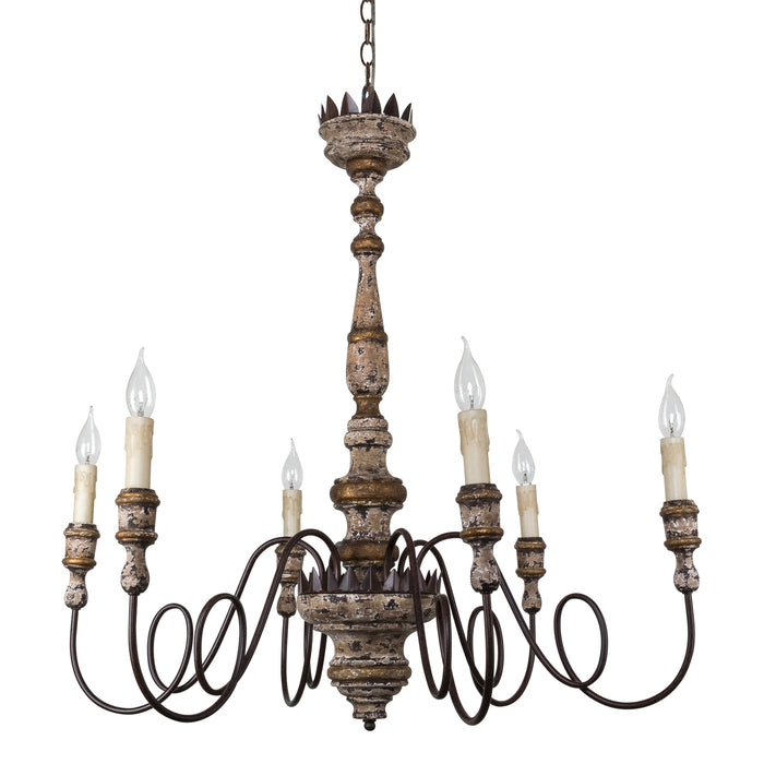 6-Light Farmhouse Chandelier in Dining Room with Adjustable Hanging Length