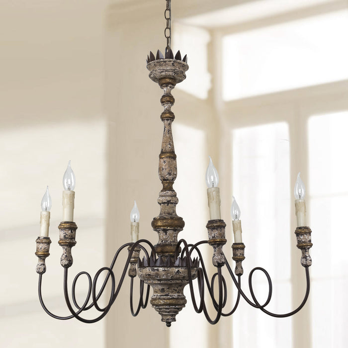 6-Light Farmhouse Chandelier in Dining Room with Adjustable Hanging Length