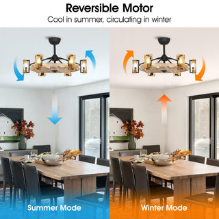 34" Bucholz Farmhouse DC Motor Downrod Mount Reversible Ceiling Fan with Lighting and Remote Control