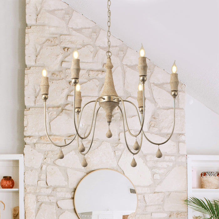 6-Light Farmhouse Chandelier French Country Pendant Lighting