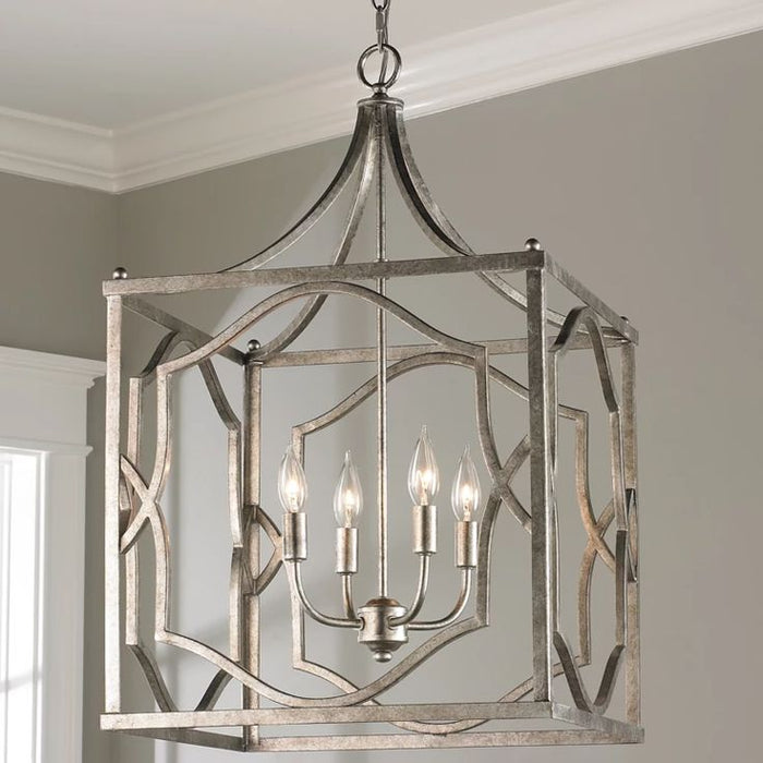 3-Light / 4-Light Vintage Traditional Lantern Square Chandelier with Adjustable Hanging Length