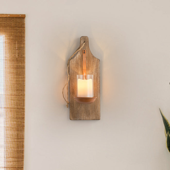 Retro Aimple French Wood Glass Wall Light