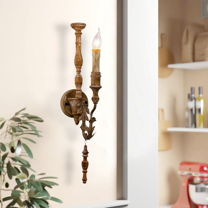 1-Light French Style Wood Wall Lighting