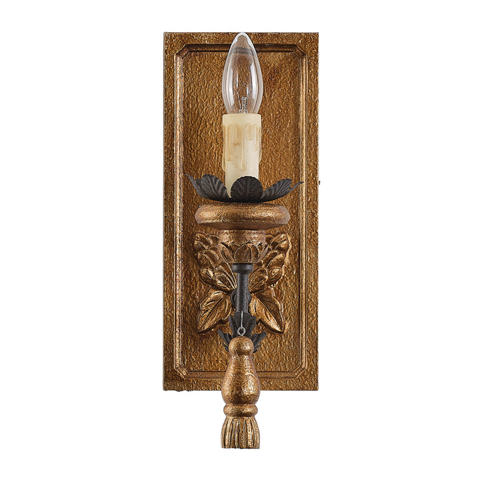 1-Light French Farmhouse Vintage Golden Solid Wood Carved Wall Sconces Lighting in Enterance