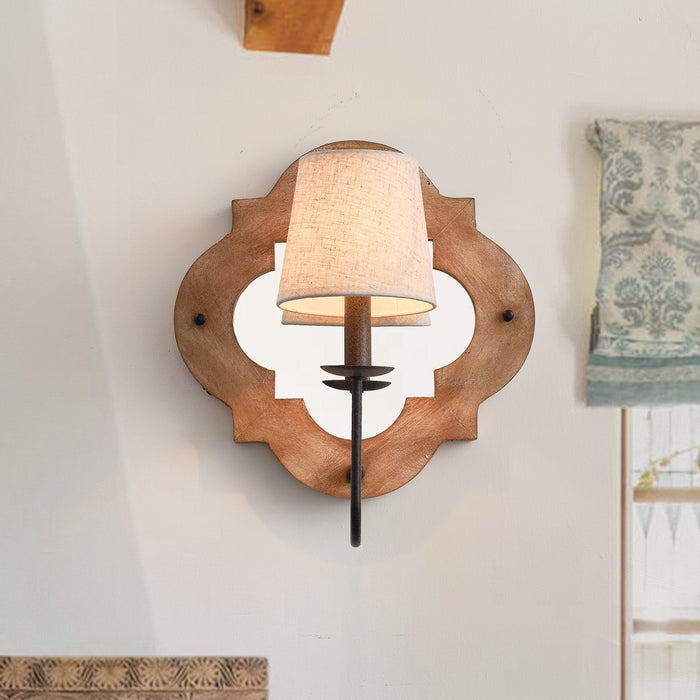 Farmhouse 1-Light Wood Light Rustic Wall Sconce