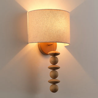 1-Light Round Fabric Wall Sconces Lighting