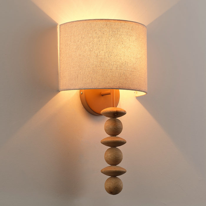 2-Light Round Fabric Wall Sconces Lighting