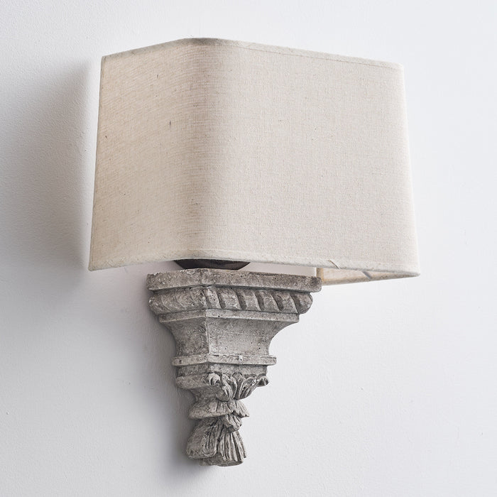 1 Light Wall Sconce with White Fabric Shade