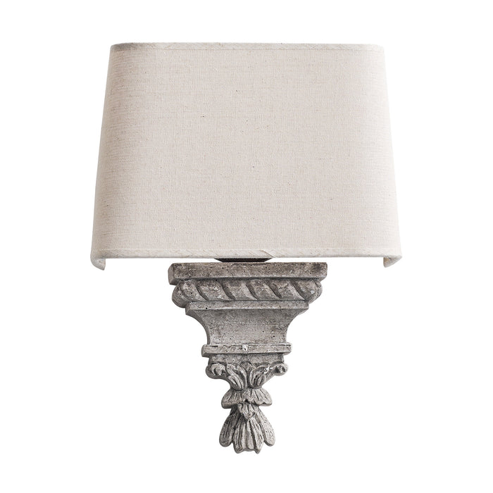 1 Light Wall Sconce with White Fabric Shade