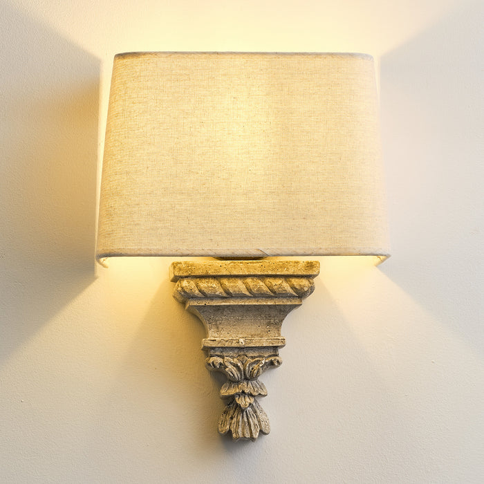 1 Light Wall Sconce with White Fabric Shade