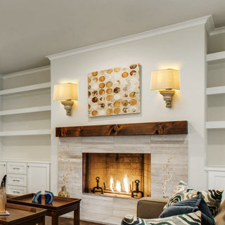 1 Light Hamptons Wall Sconce with White Fabric Shade