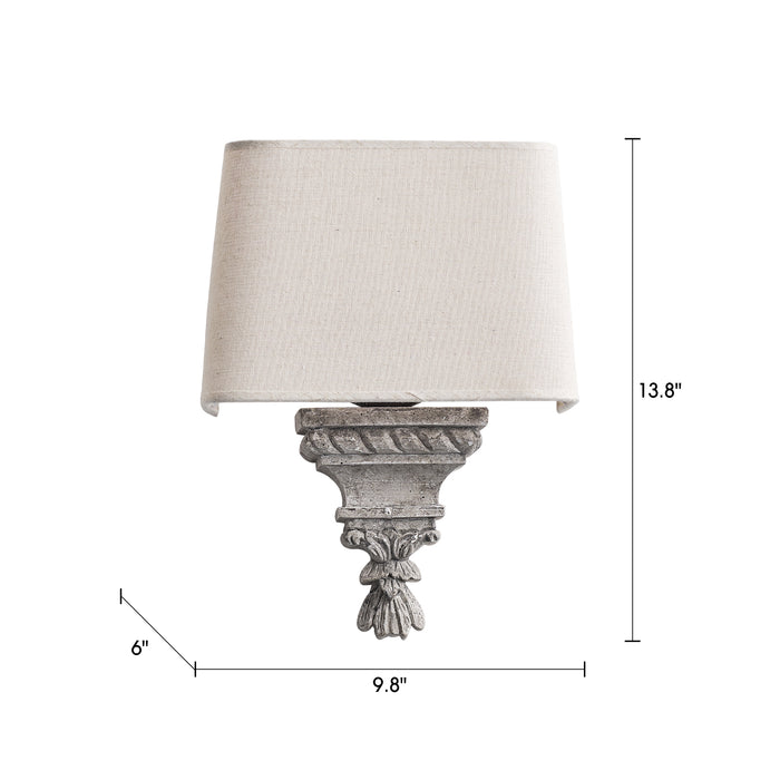 1 Light Wall Sconce with White Fabric Shade