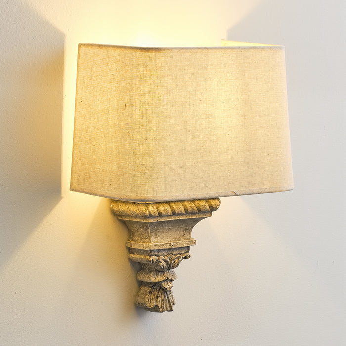 1 Light Wall Sconce with White Fabric Shade