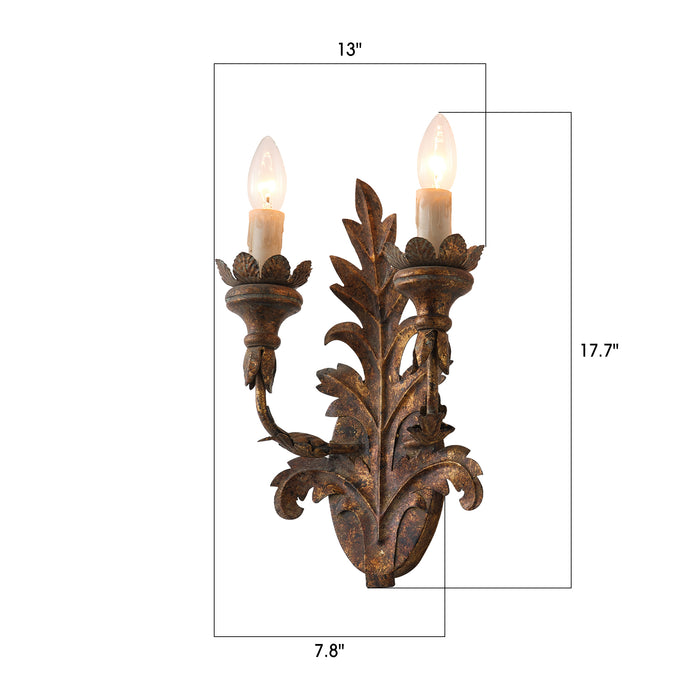 Rustic Leaf Candelabra Wall Sconces Lighting in Living Room, Dining Room, Entrance