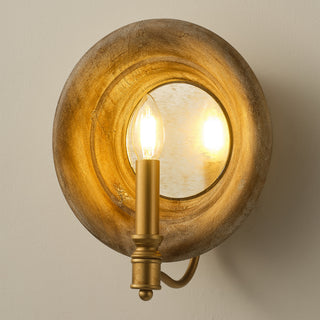 1-Light French Vintage Wooden Mirror Wall Sconces Lighting