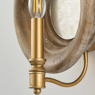 1-Light French Vintage Wooden Mirror Wall Sconces Lighting
