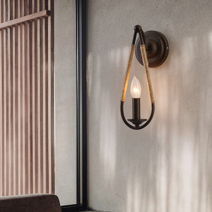 1-Light Modern Style Wall Lighting with Hemp Rope