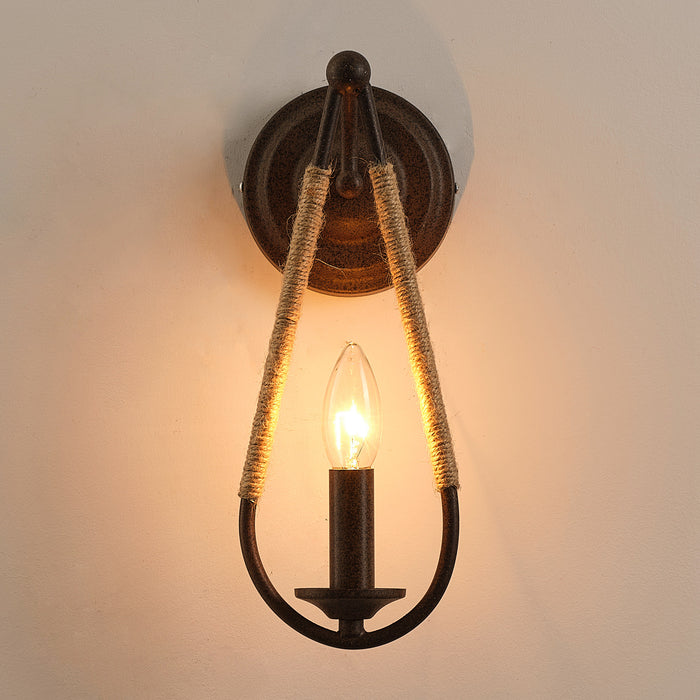 1-Light Modern Style Wall Lighting with Hemp Rope